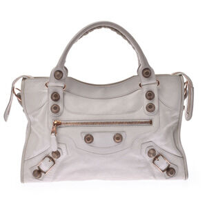 BALENCIAGA The Giant City Bag White Lambskin Handbag